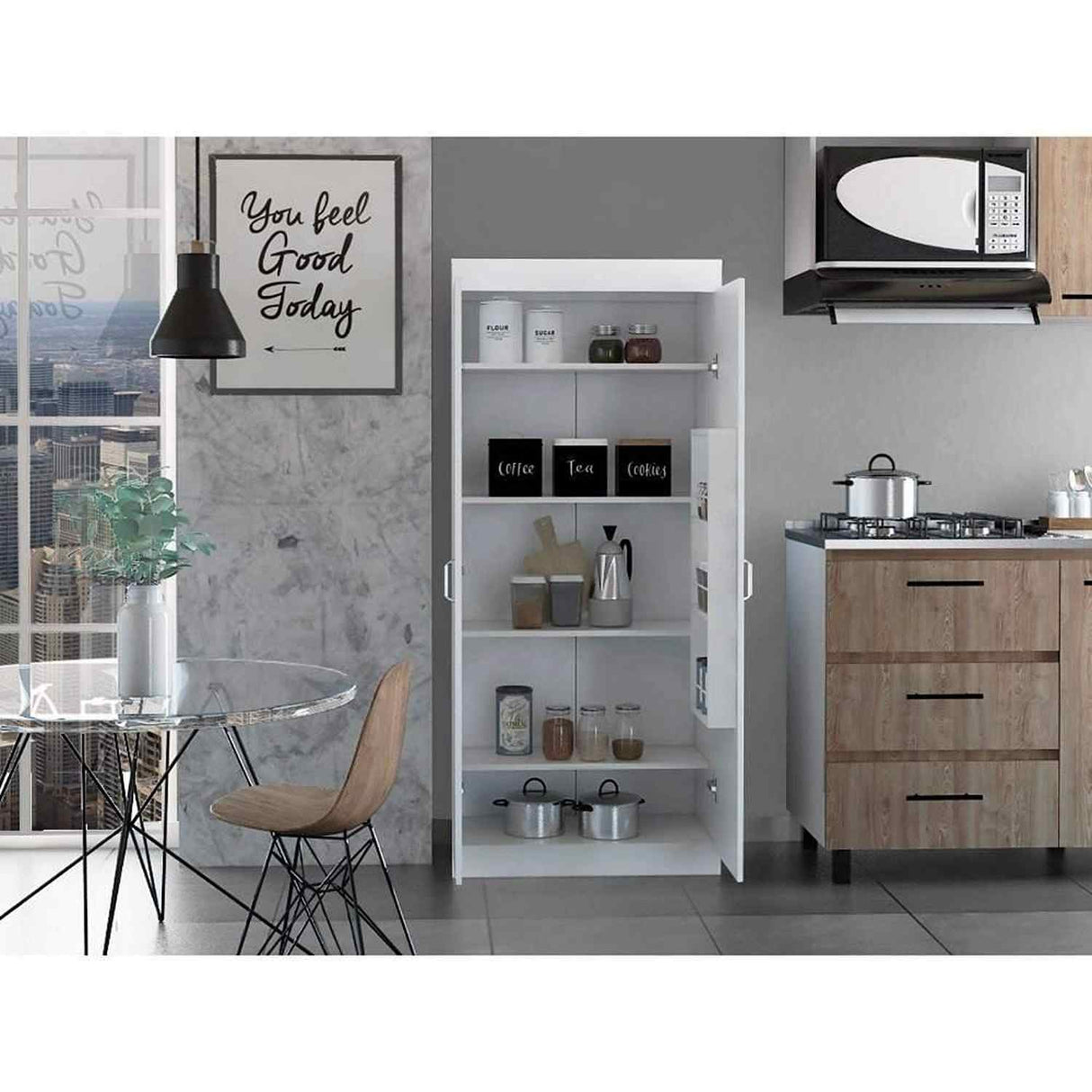 Alacena Varese Plus Blanco 70x160.75cm con Dos Puertas - Muebles Organizadores | Bylmo