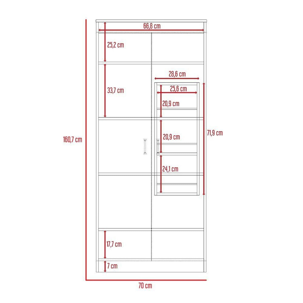 Alacena Varese Plus Blanco 70x160.75cm con Dos Puertas - Muebles Organizadores | Bylmo