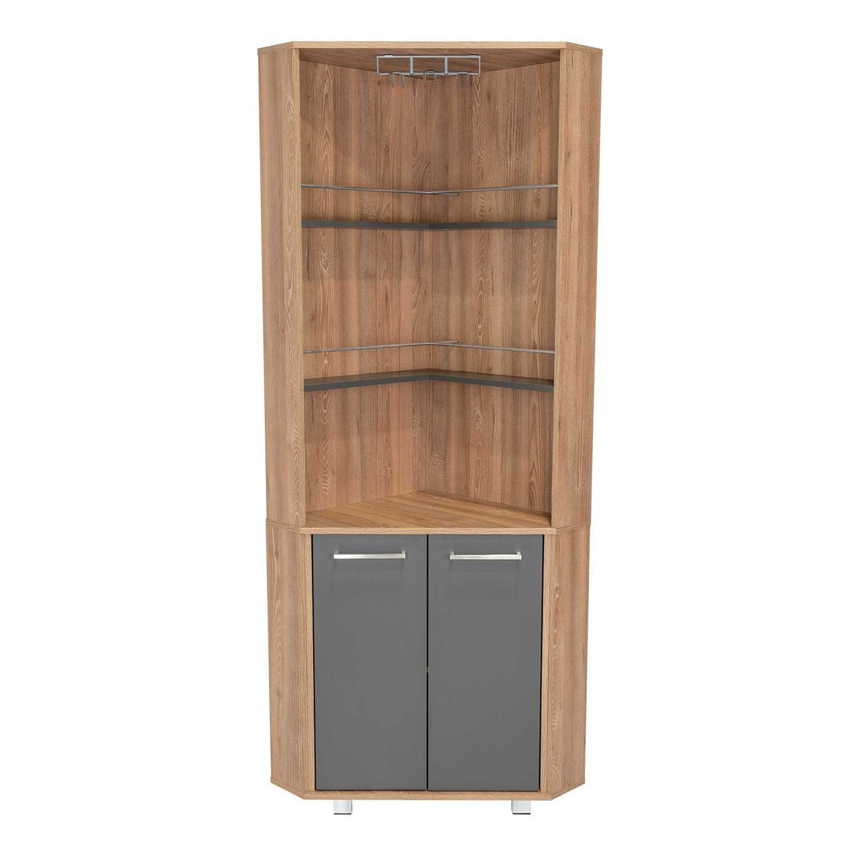 Bar Carmenere Miel y Plomo 56.7x186cm con Tres Compartimientos con Tres Portacopas y sin Portabotellas - Bares | Bylmo