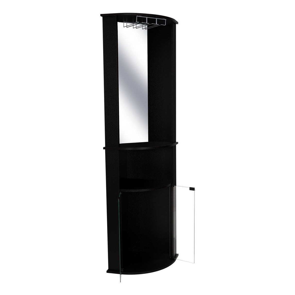 Bar Esquinero Chicago Wengue 190 cm con Colgadero de Copas y Almacenamiento - Bares | Bylmo