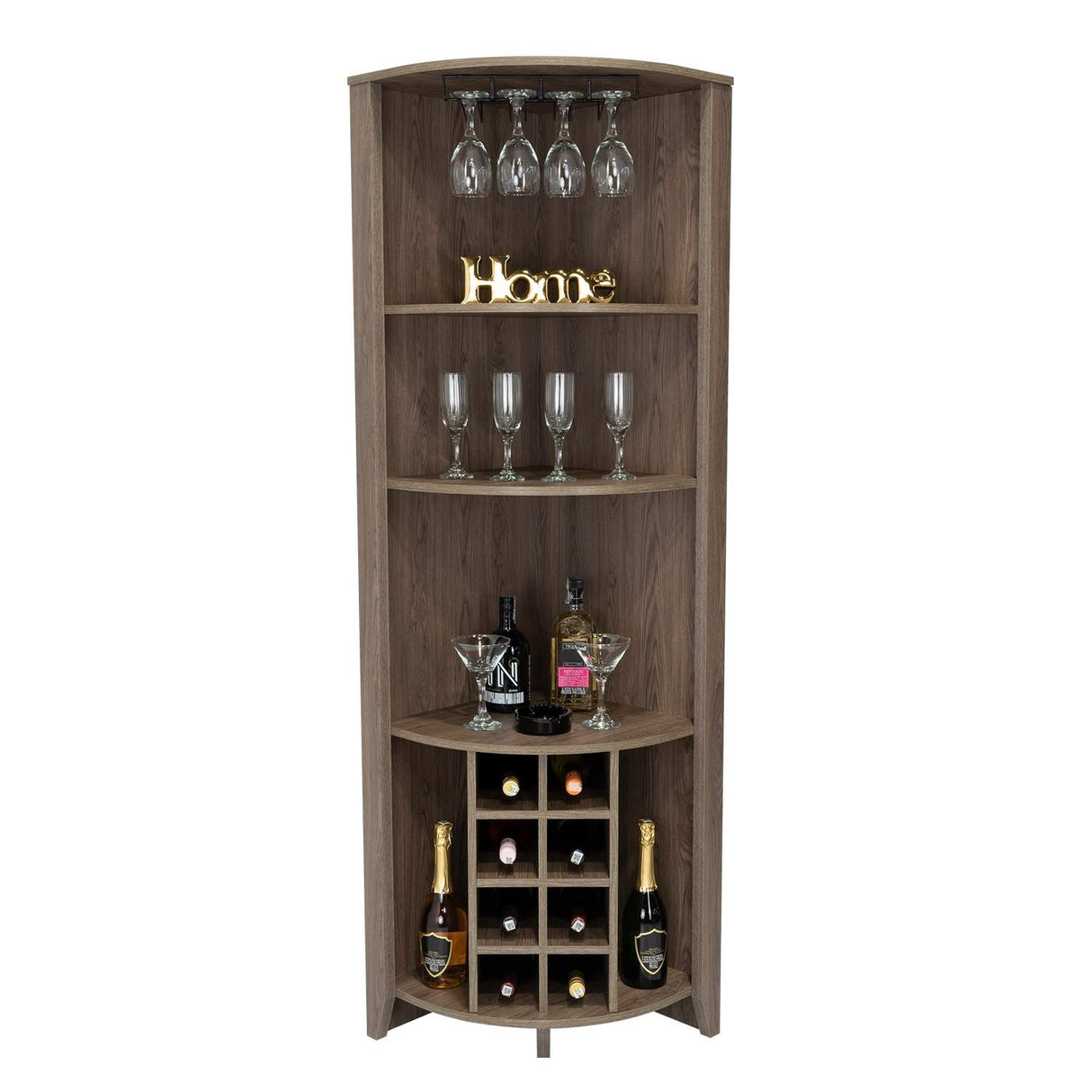 Bar Esquinero Esquinero Essential Coñac 49x181cm sin Cajones y con Diez Portabotellas - Bares | Bylmo