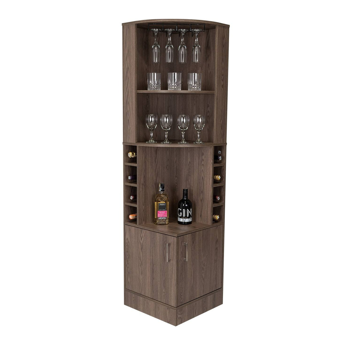 Bar Esquinero Esquinero Syrah Coñac 46.9x180.6cm con Un Cajón y con Ocho Portabotellas - Bares | Bylmo
