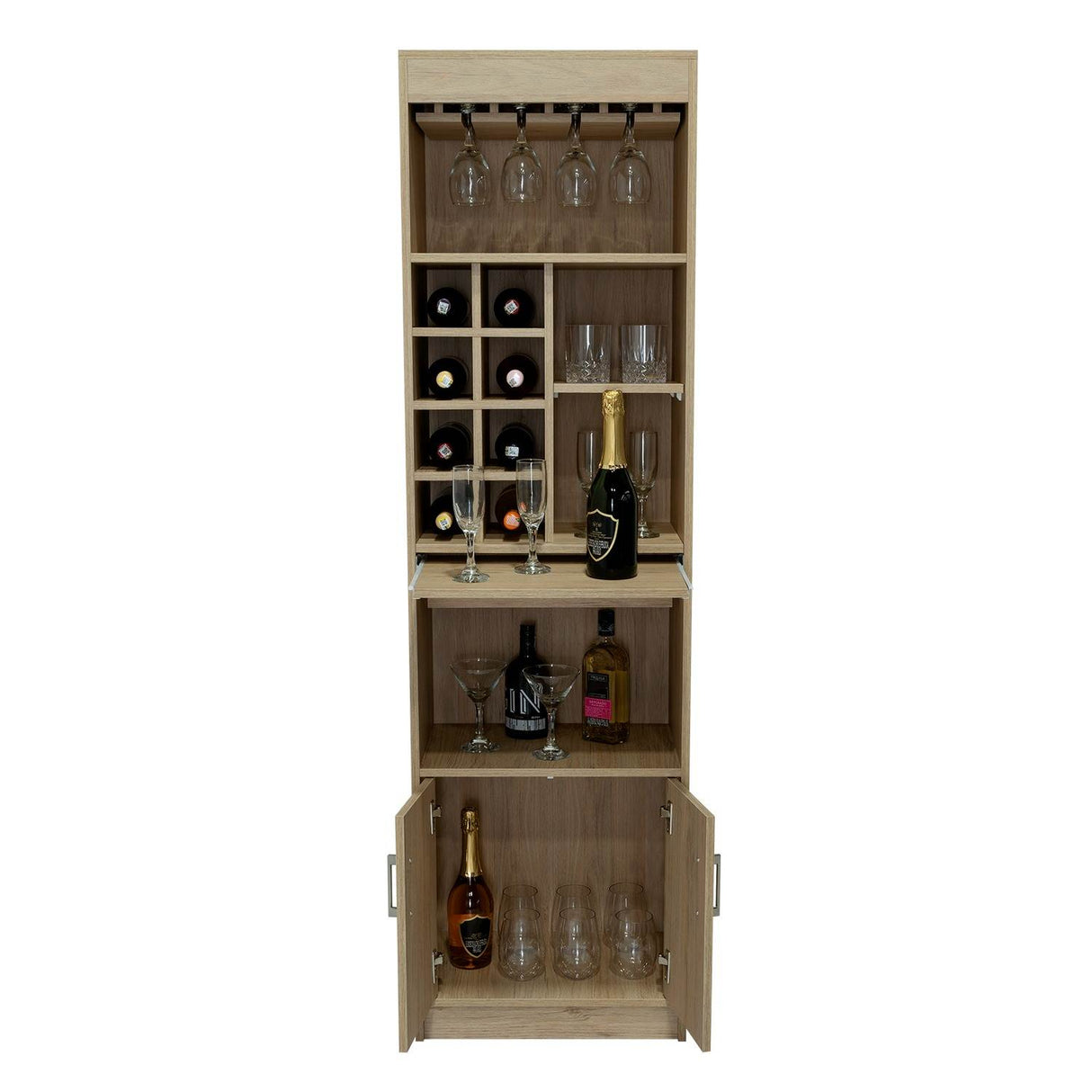 Bar Syrah Rovere 51x180cm con Un Cajón y con Ocho Portabotellas - Bares | Bylmo