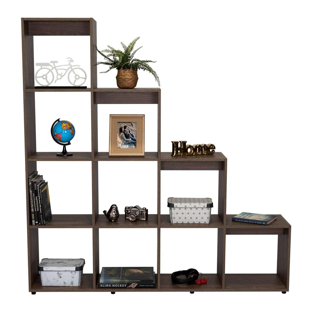 Biblioteca Escalera Beijing Coñac 155.1x169.9cm con Diez Compartimientos - Bibliotecas | Bylmo