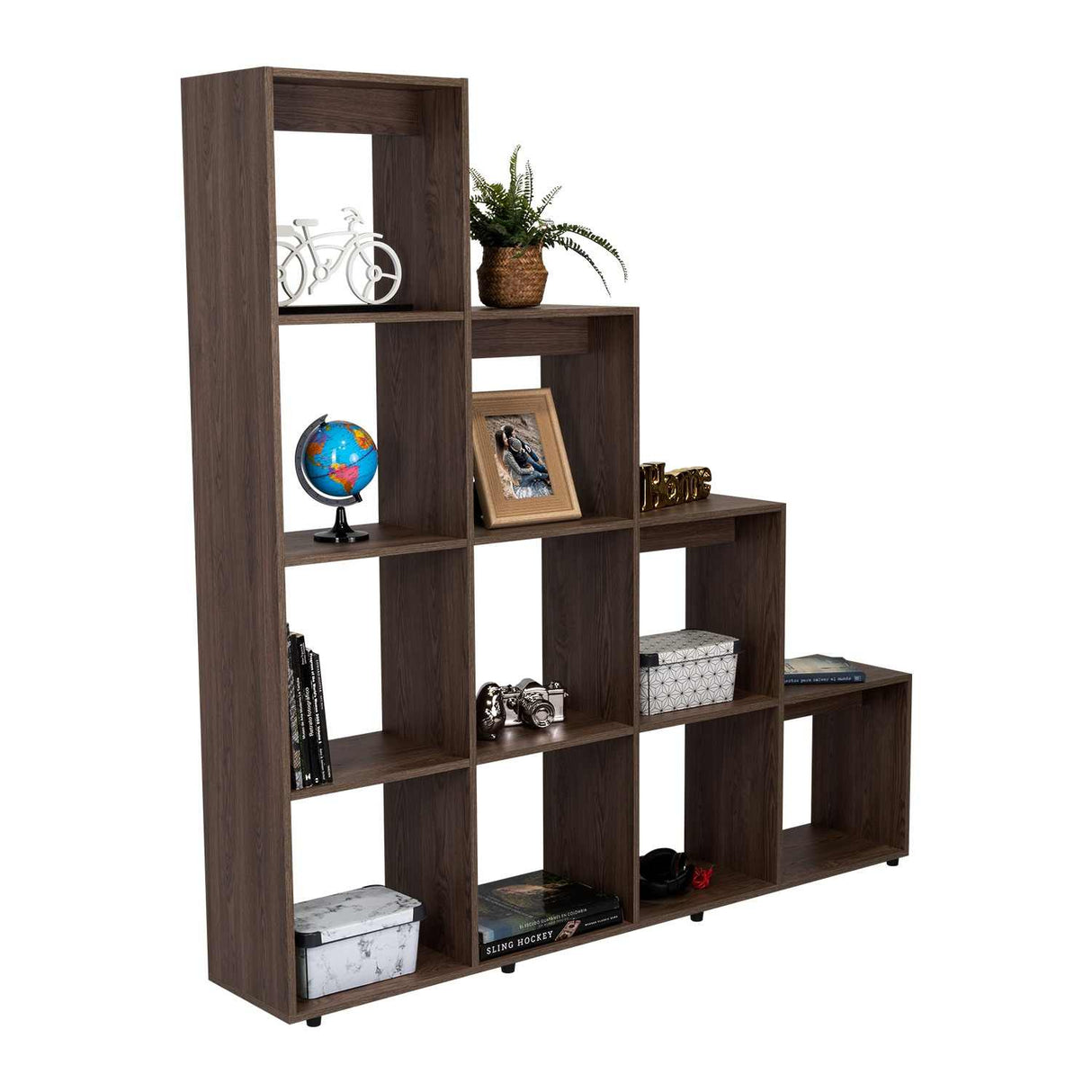 Biblioteca Escalera Beijing Coñac 155.1x169.9cm con Diez Compartimientos - Bibliotecas | Bylmo