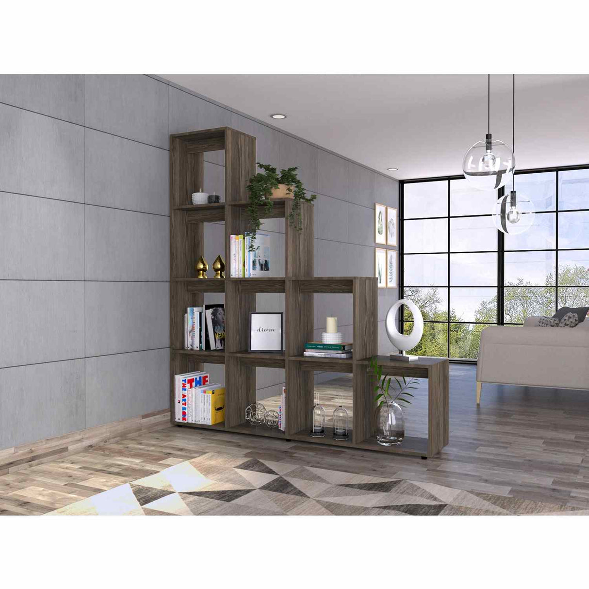 Biblioteca Escalera Beijing Coñac 155.1x169.9cm con Diez Compartimientos - Bibliotecas | Bylmo