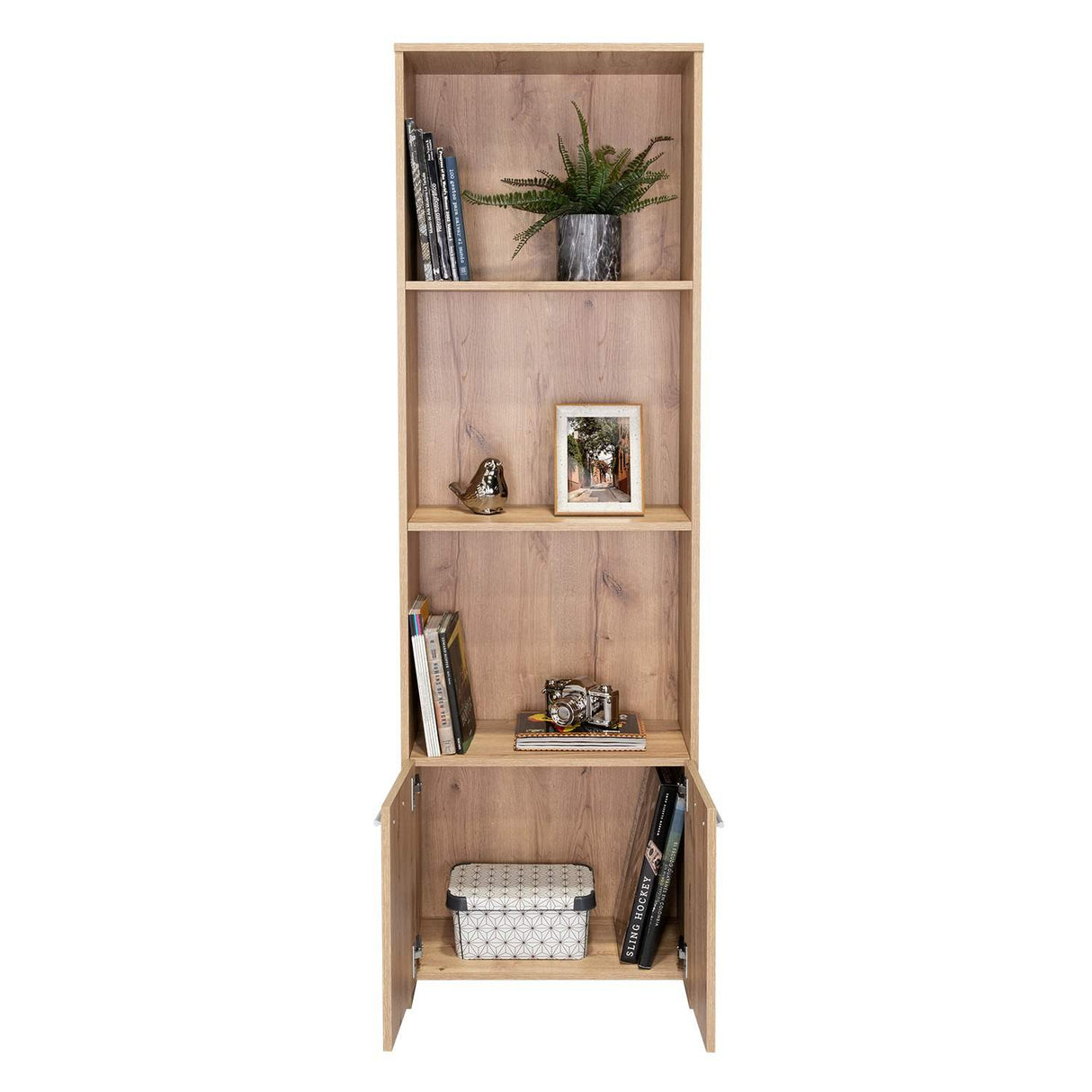 Biblioteca Lisa Easy Duna 55.1x181.5cm con Tres Compartimientos y con Un Cajón - Bibliotecas | Bylmo