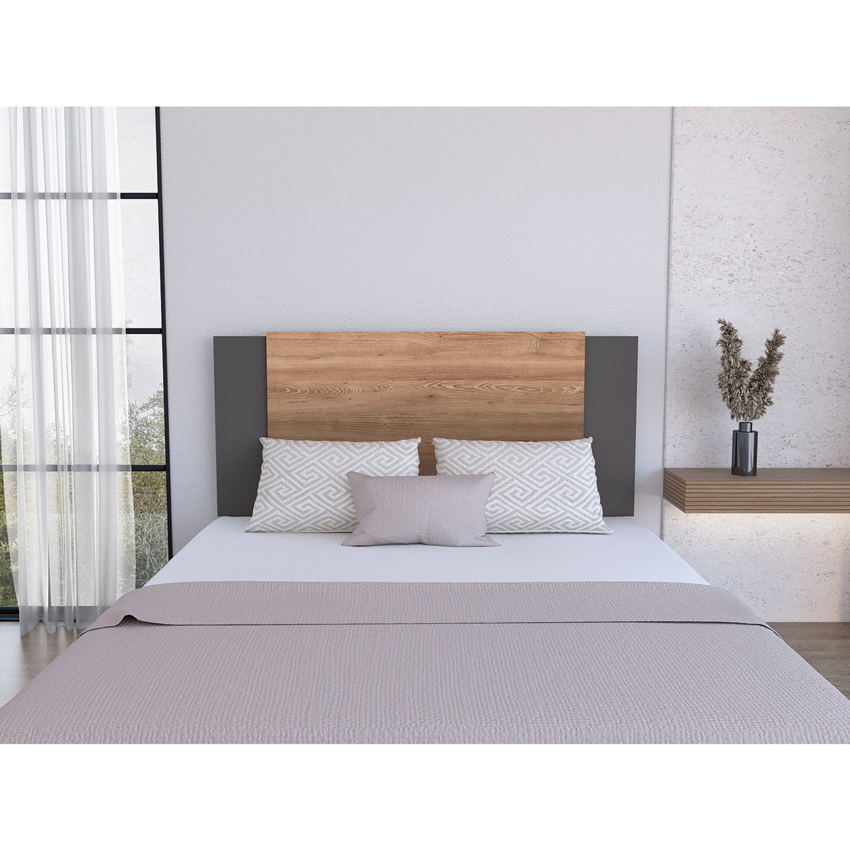 Cabecero Ajustable Neuss Plomo y Miel 140x72cm Liso para Cama Doble Hasta King - Camas y Cabeceros | Bylmo
