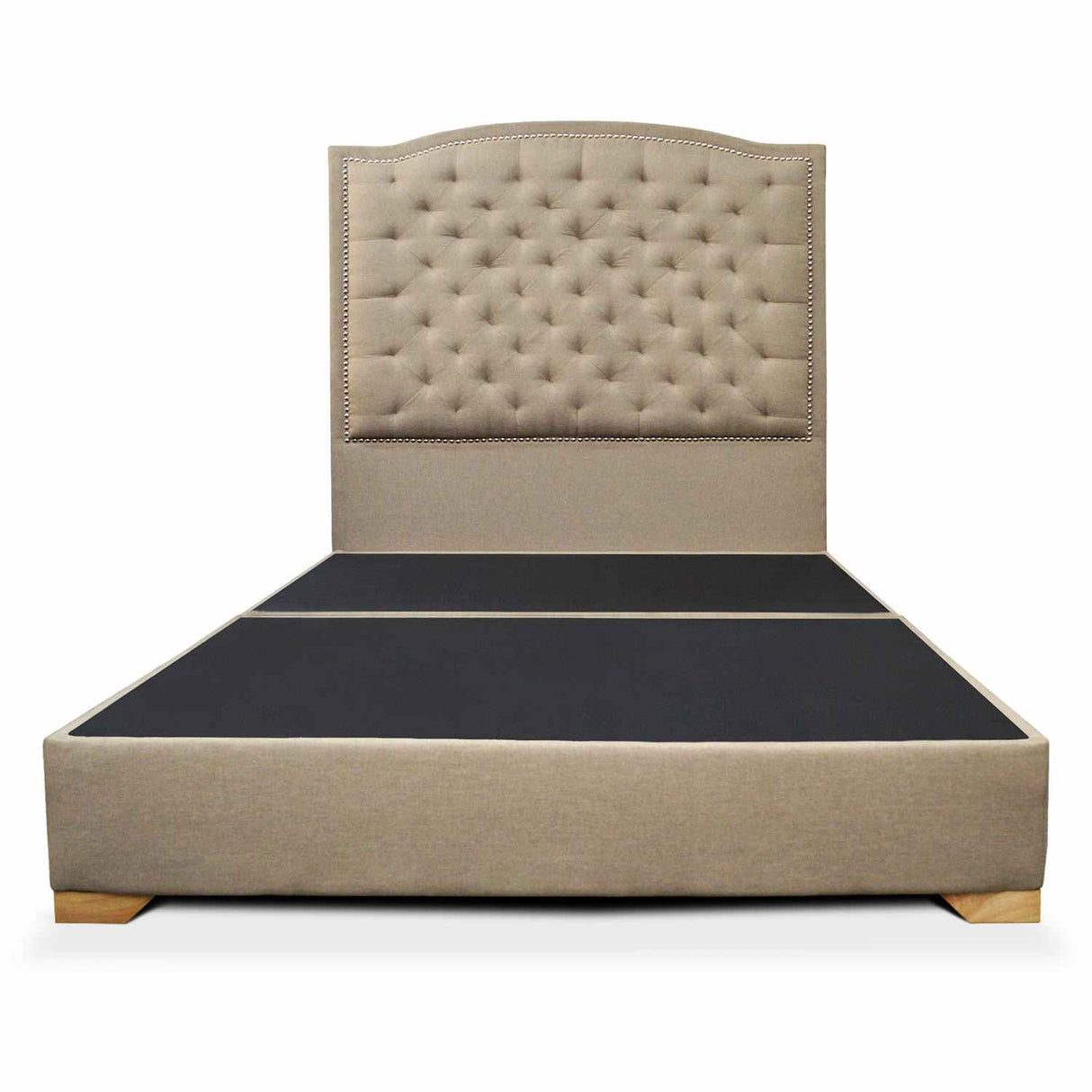Base Cama Lawrence Camel 160x30cm para Colchón Queen 160 X 190 Cm con Cabecero
