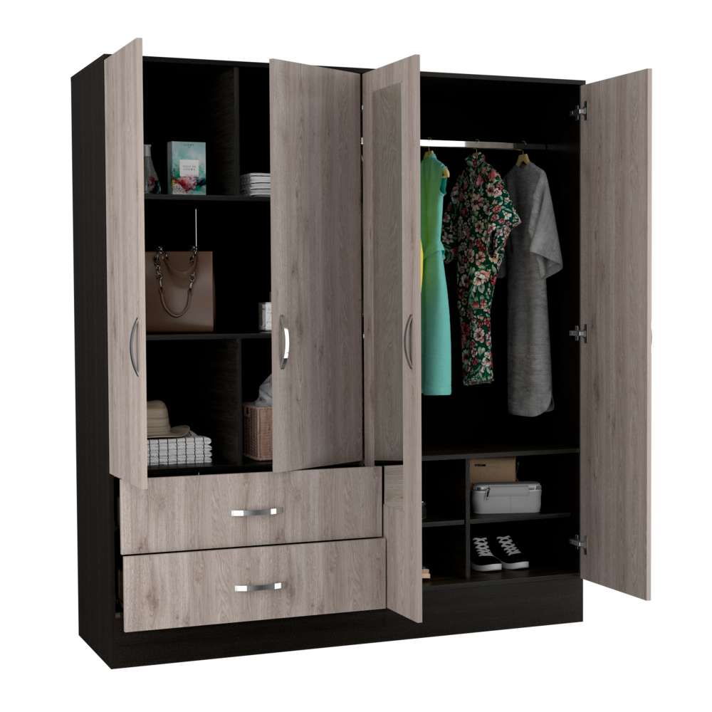 Closet Bolton Wengue 120x180.6cm con 2 Cajones con 4 Entrepaños con Espejo