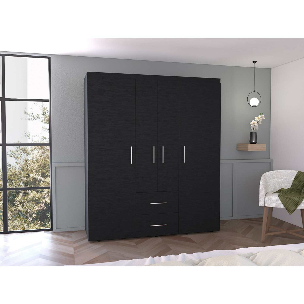 Closet Bariloche Eco Wengue 150 cm con Cuatro Puertas Y Dos Cajones - Closets | Bylmo