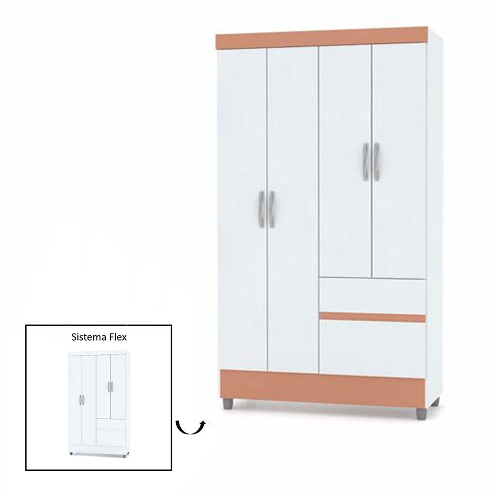 Closet Bonic Blanco y Salmón 102.6x181cm con 1 Cajones con 3 Entrepaños - Closets | Bylmo