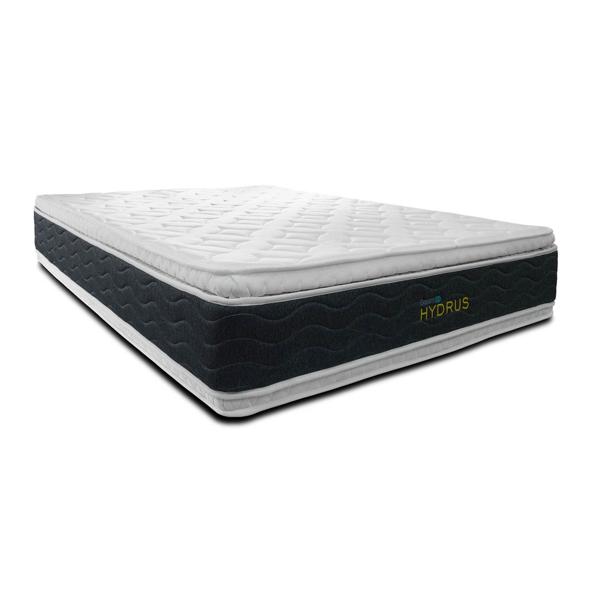 Combo Base Cama y Colchón DreamOn Hydrus Gris Queen 160 cm Rectangular con Dos Almohadas