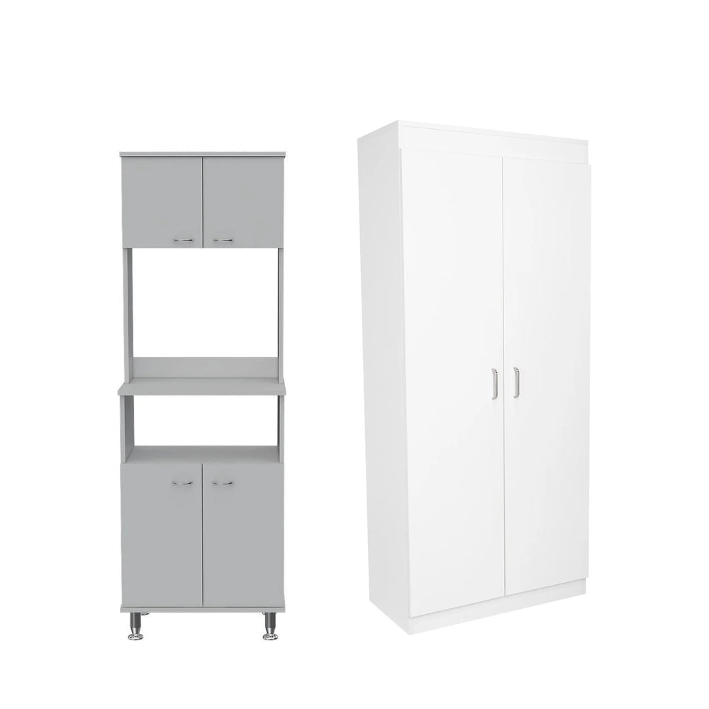 Combo Mueble Microondas Kitchen Blanco y Alacena Varese Blanco
