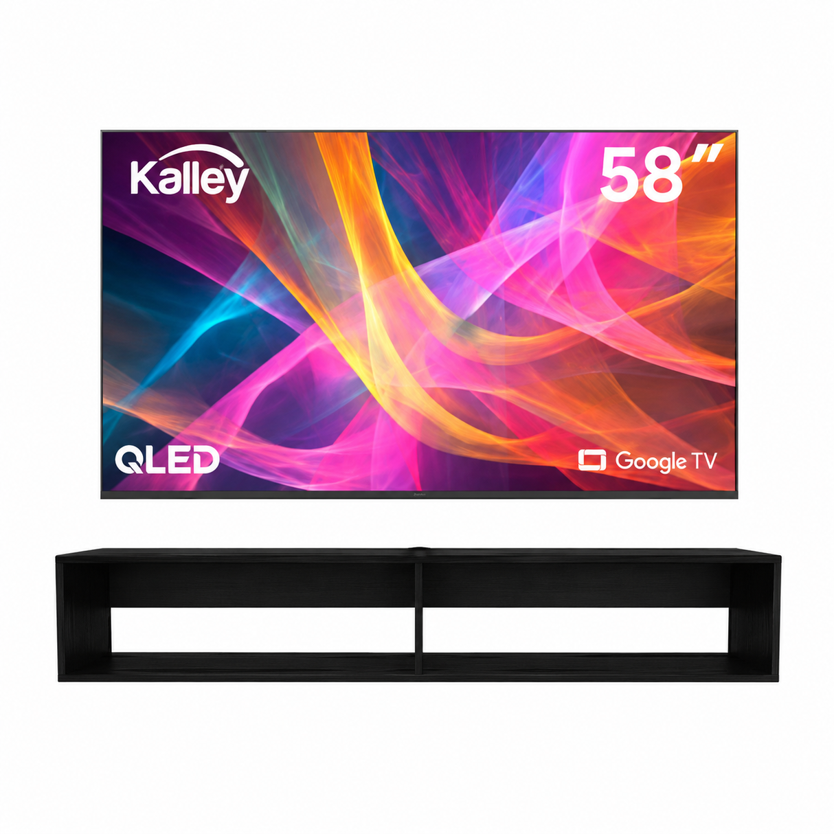 Combo Rack de TV Flotante Wengue y Televisor Kalley Google TV 58"