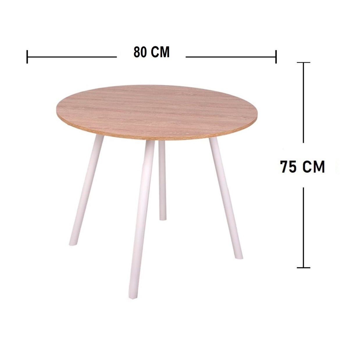 Comedor Like Vienes y Blanco 80x75cm Circular de Cuatro Puestos y sin Sillas - Comedores | Bylmo
