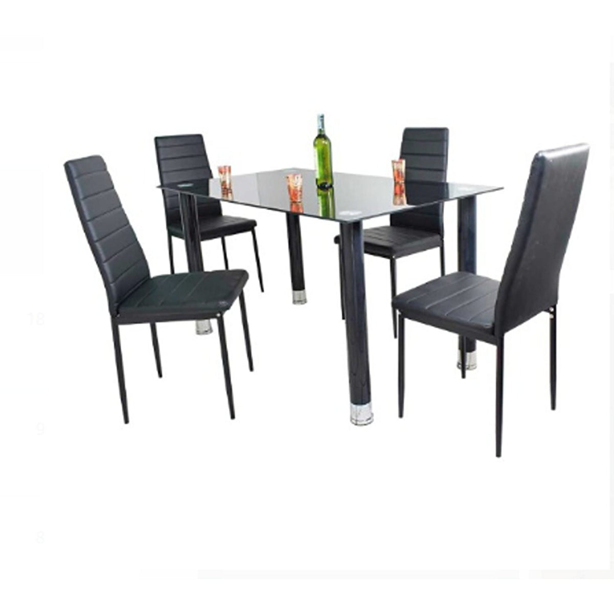 Comedor Talavera Negro 120x70cm Rectangular de Cuatro Puestos y con Cuatro Sillas