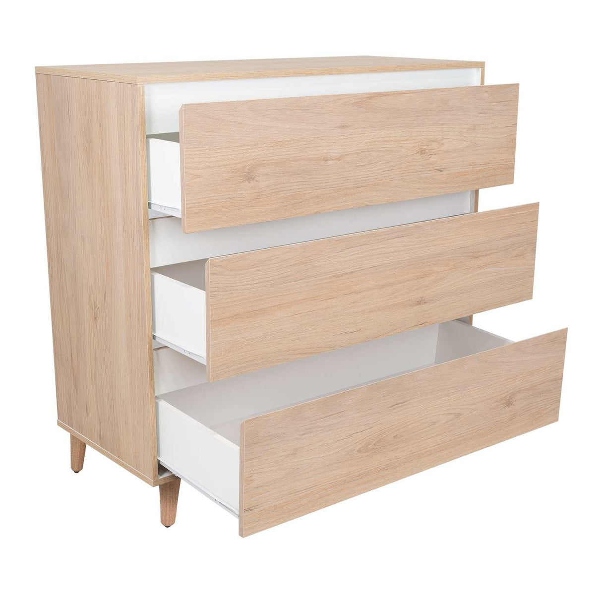 Cómoda Benetti Rovere y Blanco 101.1x100cm De Tres Hileras con Tres Cajones - Cajoneras | Bylmo