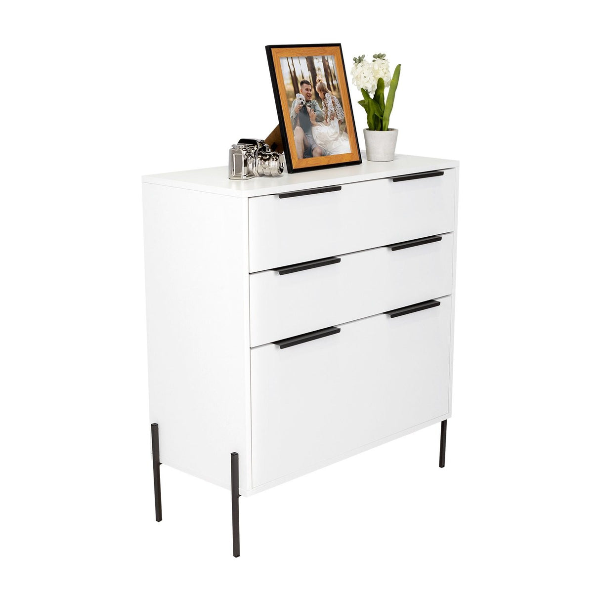 Cómoda White Collection Blanco 79.1x85.3cm De Tres Hileras con Tres Cajones - Cajoneras | Bylmo