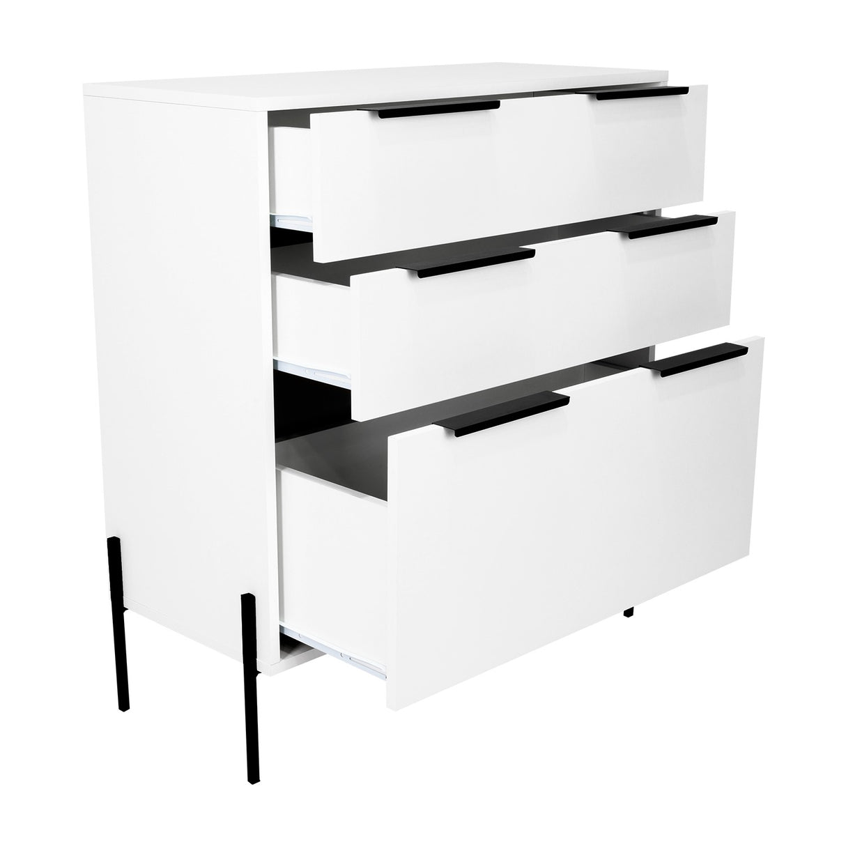 Cómoda White Collection Blanco 79.1x85.3cm De Tres Hileras con Tres Cajones - Cajoneras | Bylmo