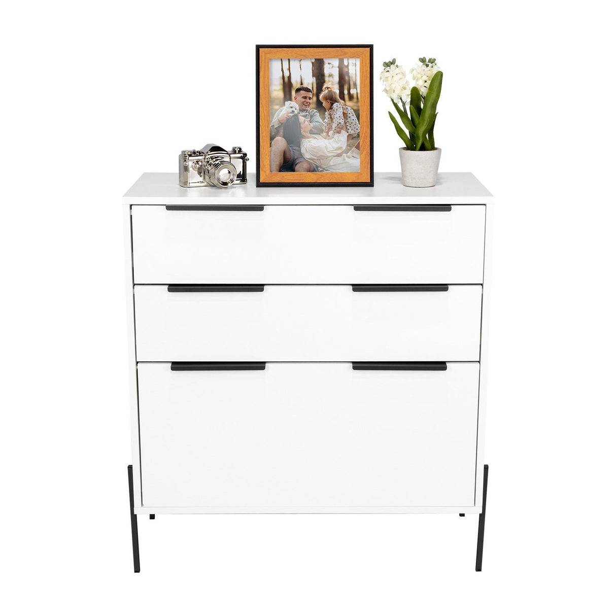 Cómoda White Collection Blanco 79.1x85.3cm De Tres Hileras con Tres Cajones - Cajoneras | Bylmo