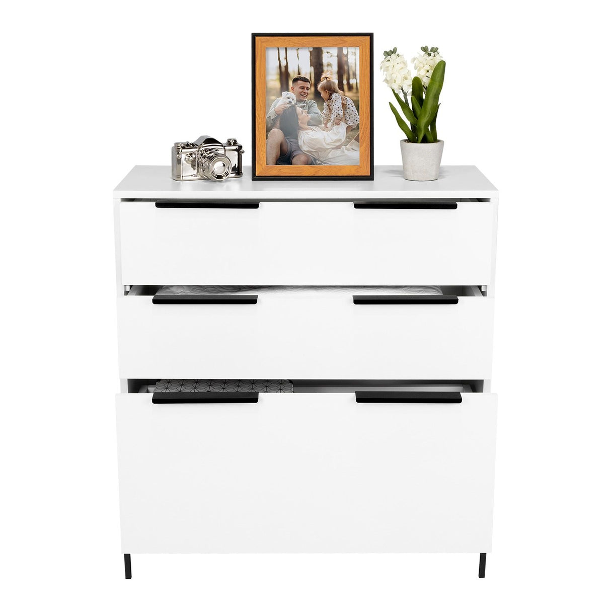 Cómoda White Collection Blanco 79.1x85.3cm De Tres Hileras con Tres Cajones - Cajoneras | Bylmo