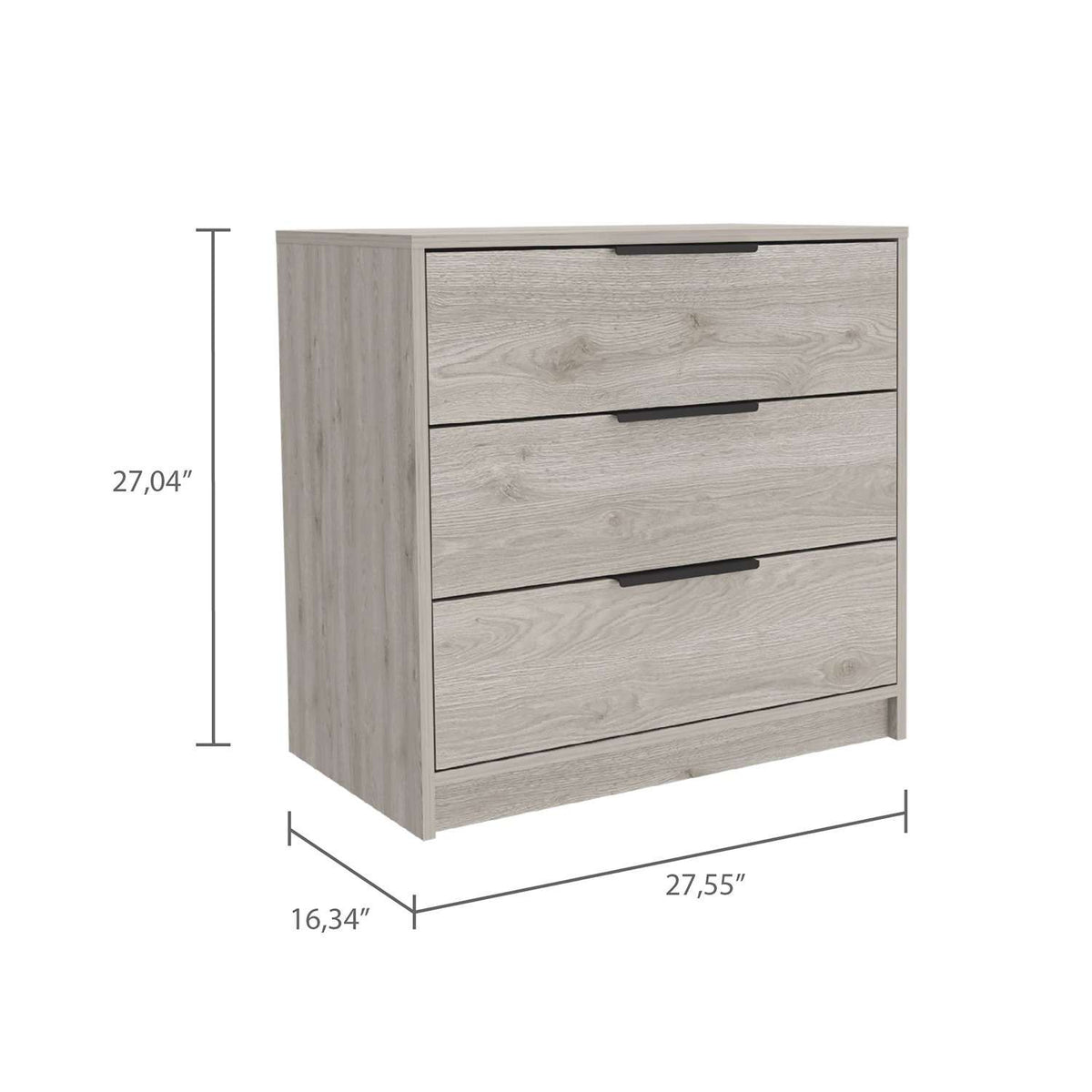 Cómoda Kaia Ceniza 70x69cm De Tres Hileras con Tres Cajones