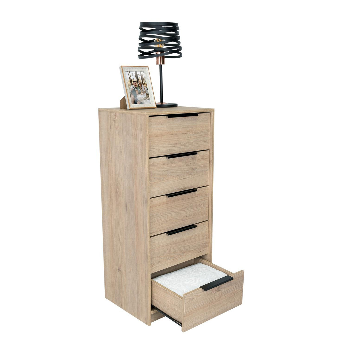 Cómoda Kaia Rovere y Blanco 45x107.8cm De Cinco Hileras con Cinco Cajones - Cajoneras | Bylmo