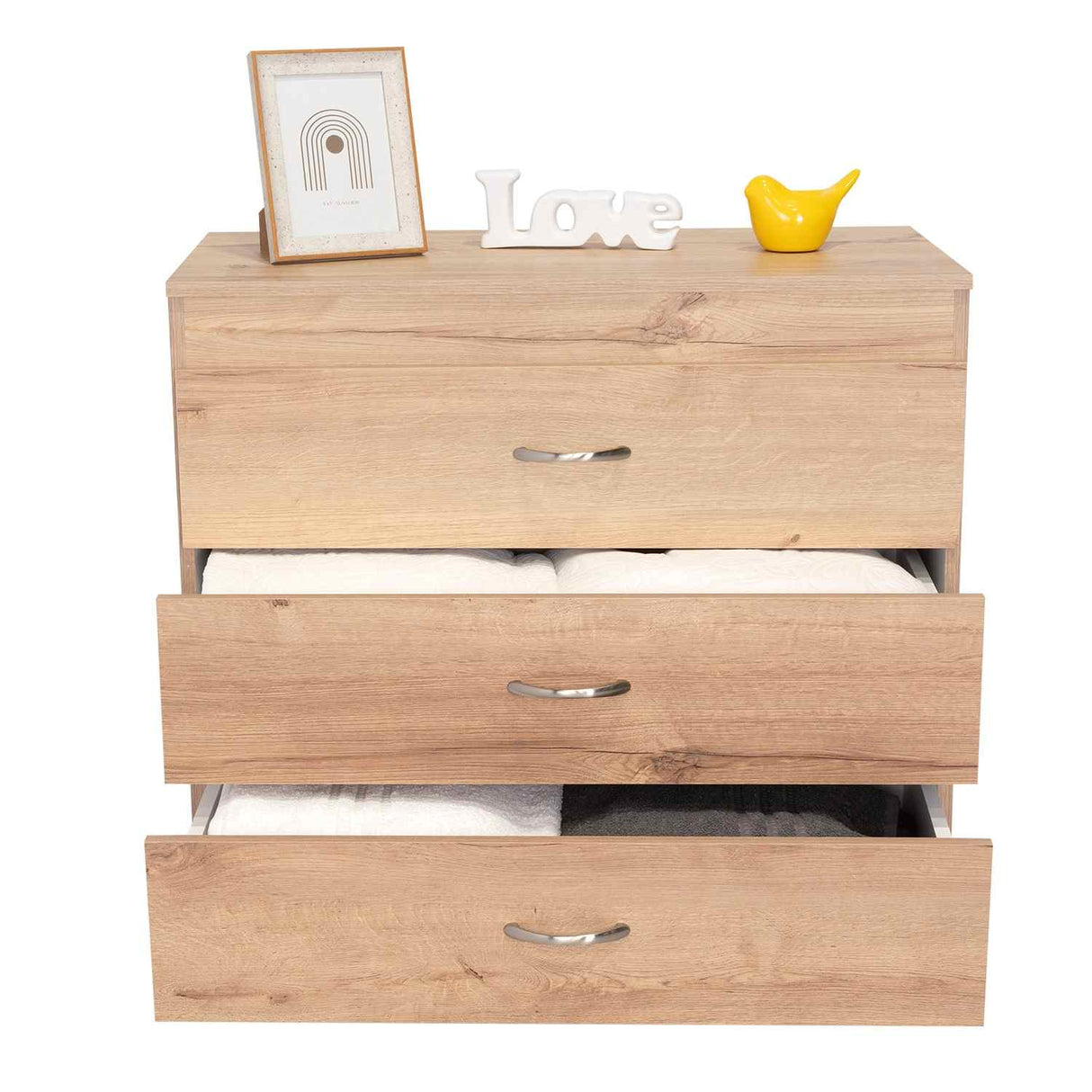 Cómoda Melia Duna y Blanco 80x75cm De Tres Hileras con Tres Cajones - Cajoneras | Bylmo