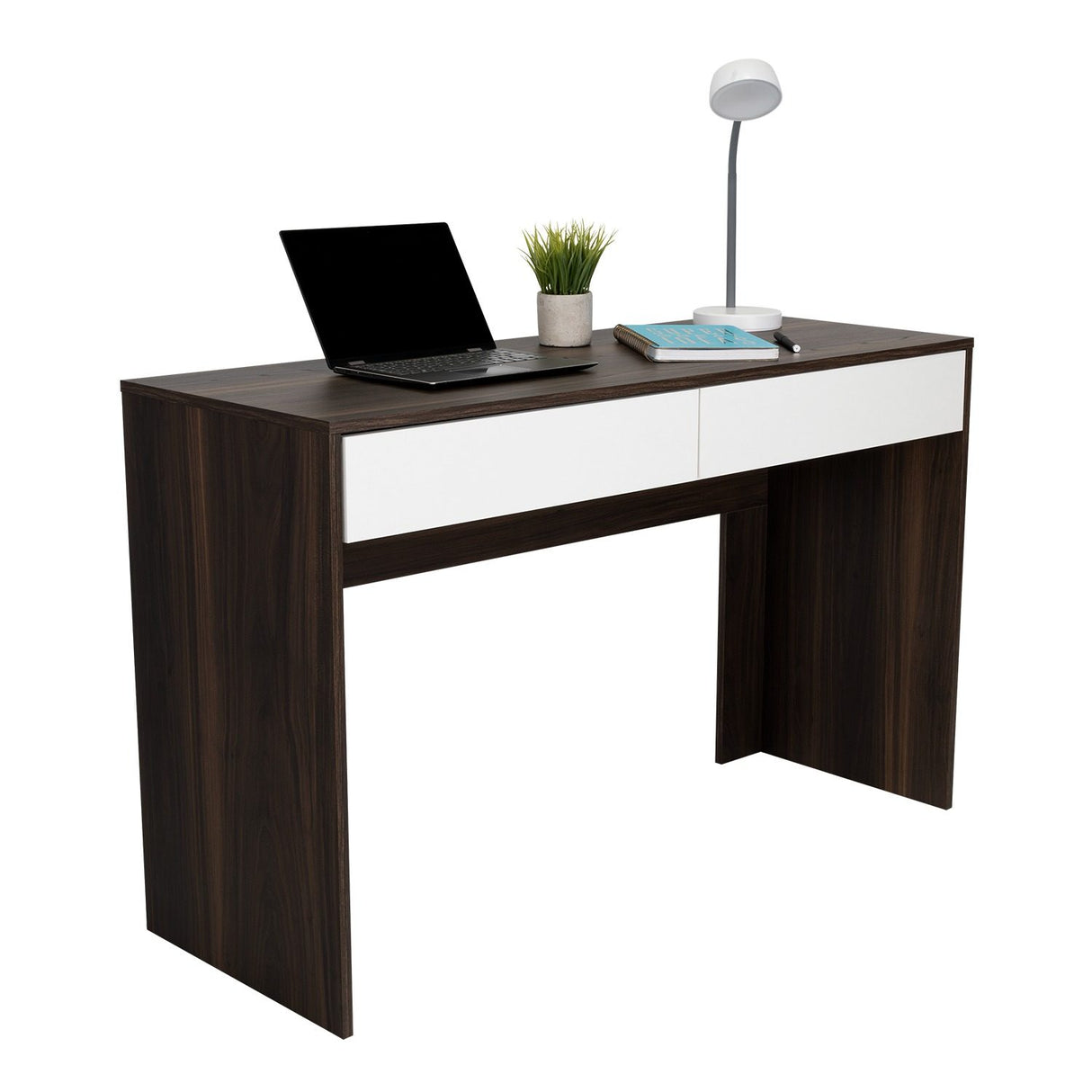 Escritorio Acre Blanco Nevado 120x75cm Con Dos Cajones - Escritorios y Archivadores | Bylmo