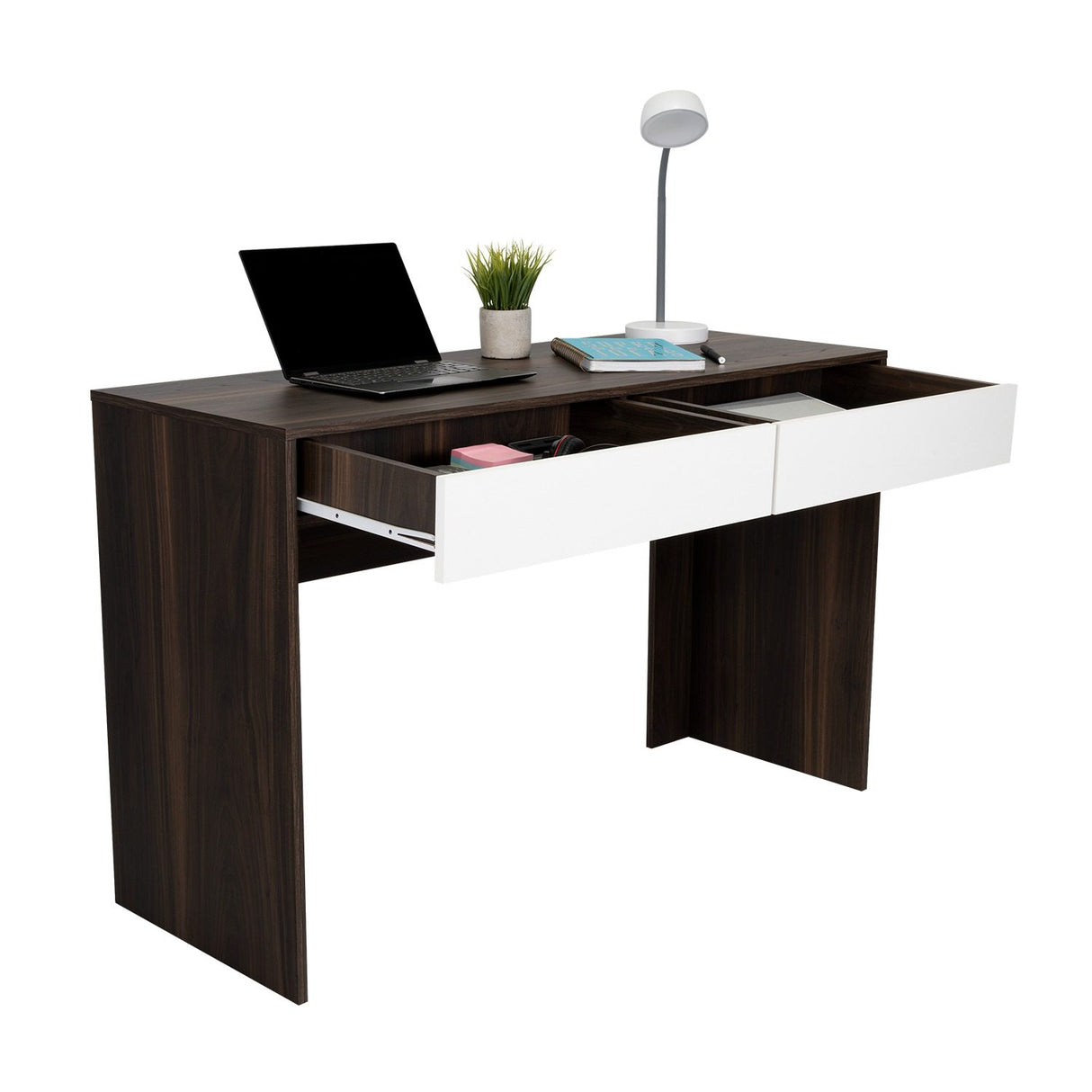 Escritorio Acre Blanco Nevado 120x75cm Con Dos Cajones - Escritorios y Archivadores | Bylmo