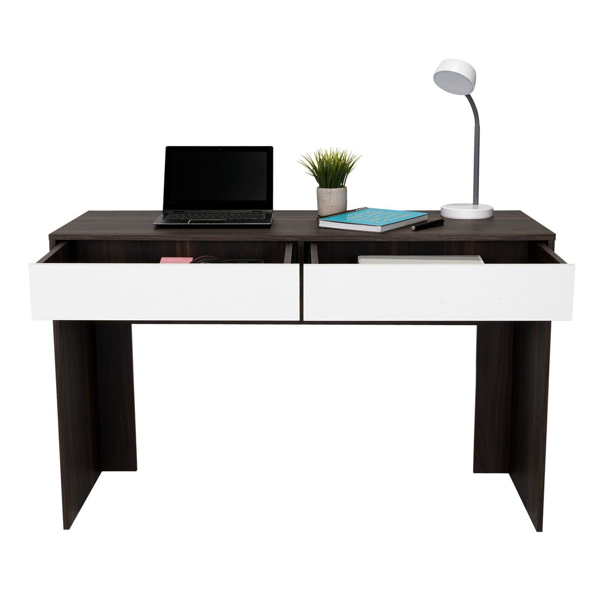 Escritorio Acre Blanco Nevado 120x75cm Con Dos Cajones - Escritorios y Archivadores | Bylmo