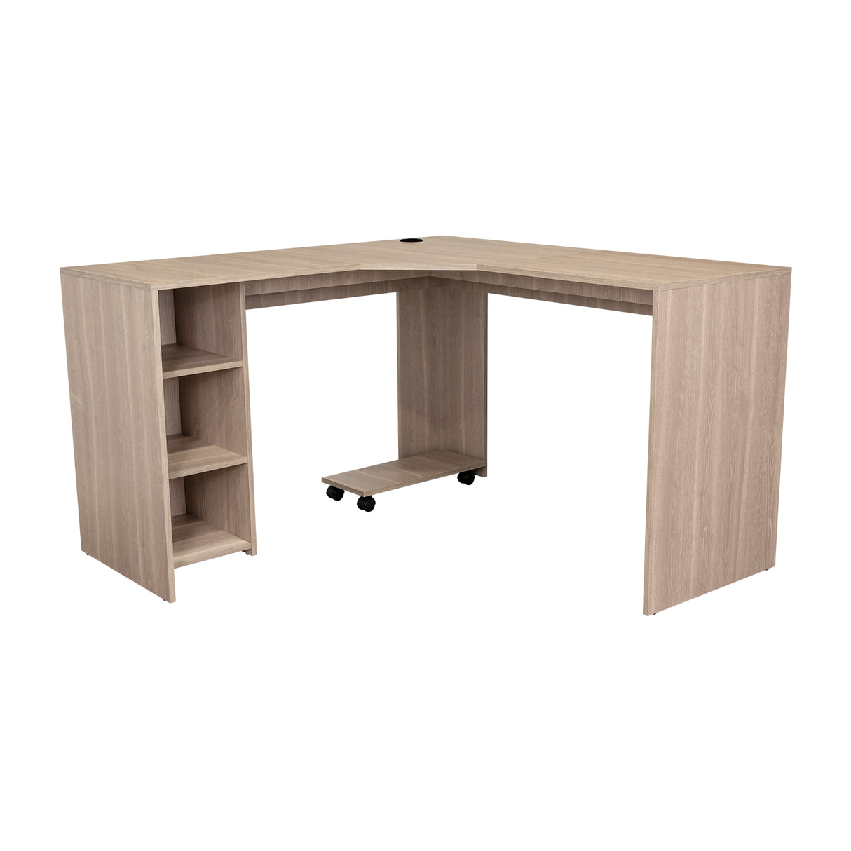 Escritorio en L Baggio Bardolino 130x76.5cm sin Cajones y con Organizador de Libros - Escritorios y Archivadores | Bylmo