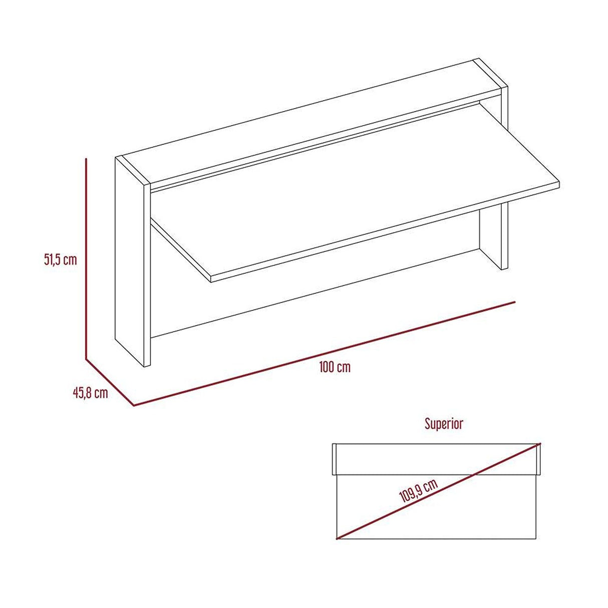 Escritorio London Plomo 100 cm Flotante - Escritorios y Archivadores | Bylmo