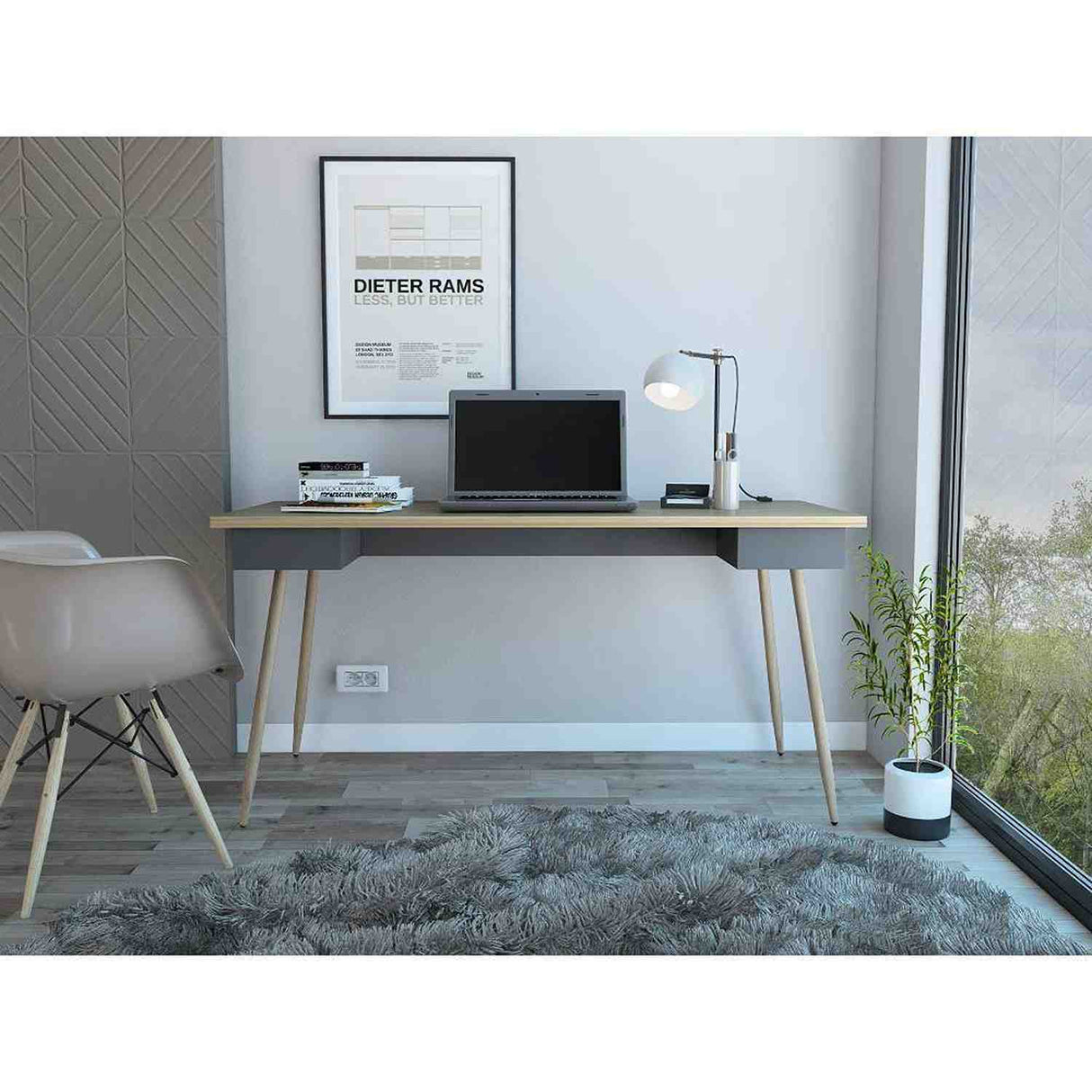 Escritorio Newport Duna y Plomo 150x73.5cm sin Cajones - Escritorios y Archivadores | Bylmo