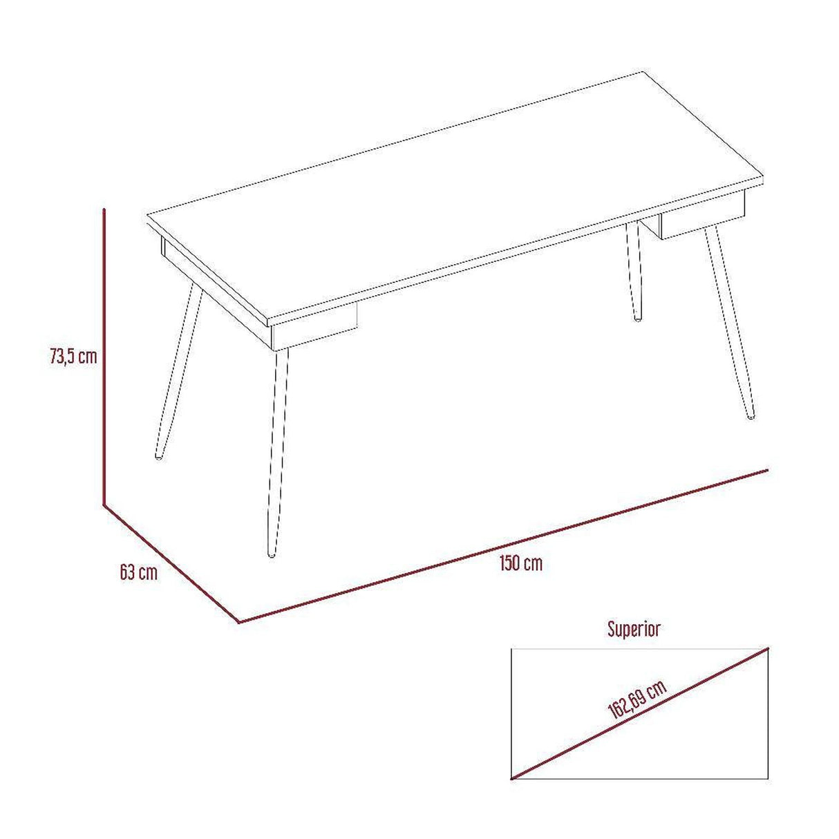 Escritorio Newport Duna y Plomo 150x73.5cm sin Cajones - Escritorios y Archivadores | Bylmo