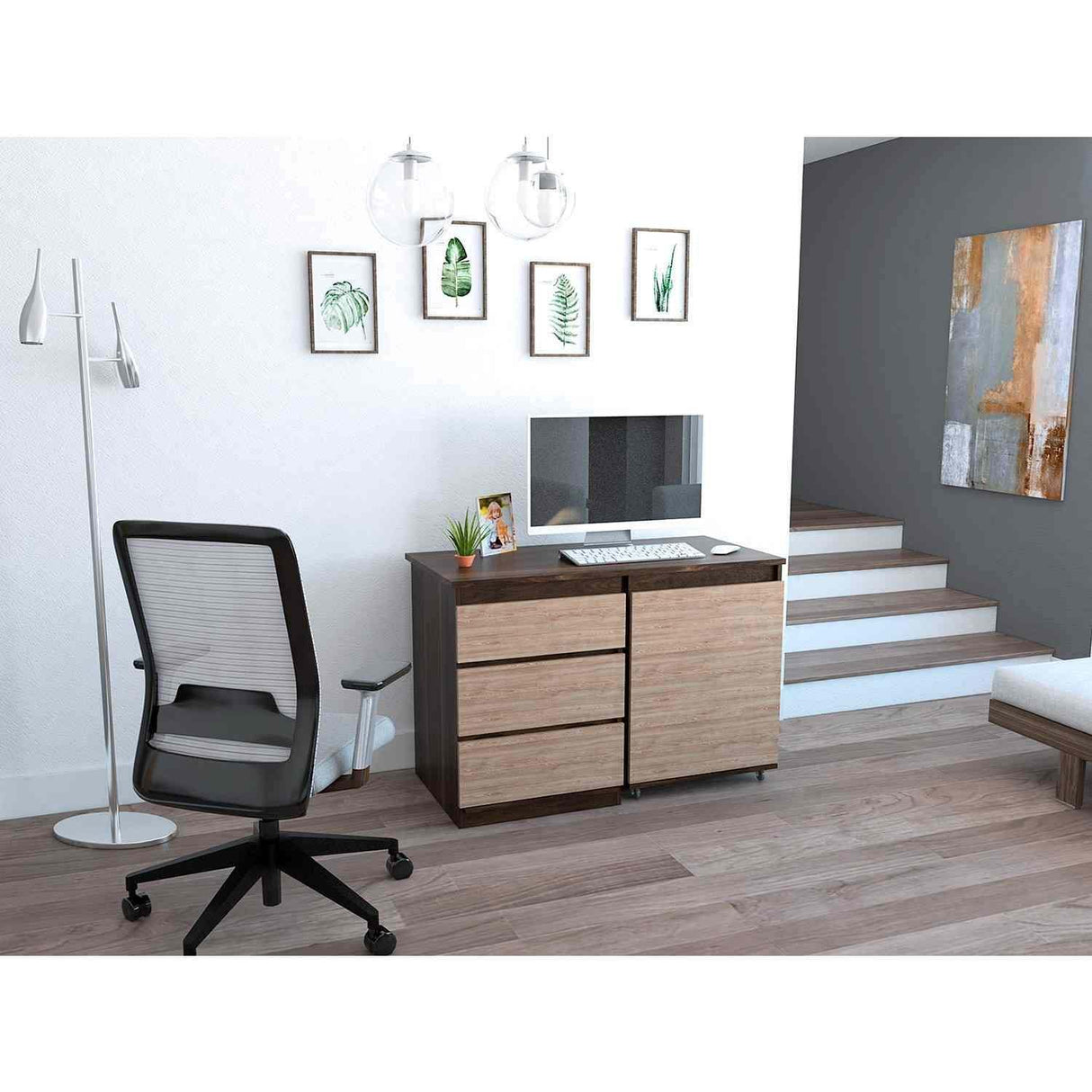 Escritorio Transformable Office Habano 107x73cm Con Tres Cajones - Escritorios | Bylmo