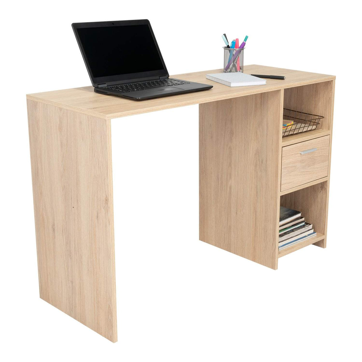 Escritorio Omma Rovere 110 cm con Cajón y Entrepaños - Escritorios y Archivadores | Bylmo