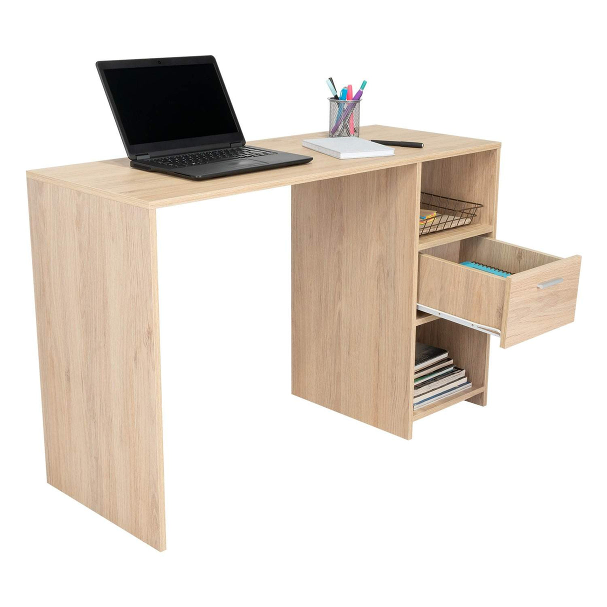 Escritorio Omma Rovere 110 cm con Cajón y Entrepaños - Escritorios y Archivadores | Bylmo