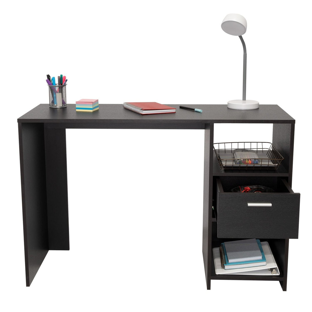 Escritorio Omma Wengue 110 cm con Cajón y Entrepaños - Escritorios y Archivadores | Bylmo