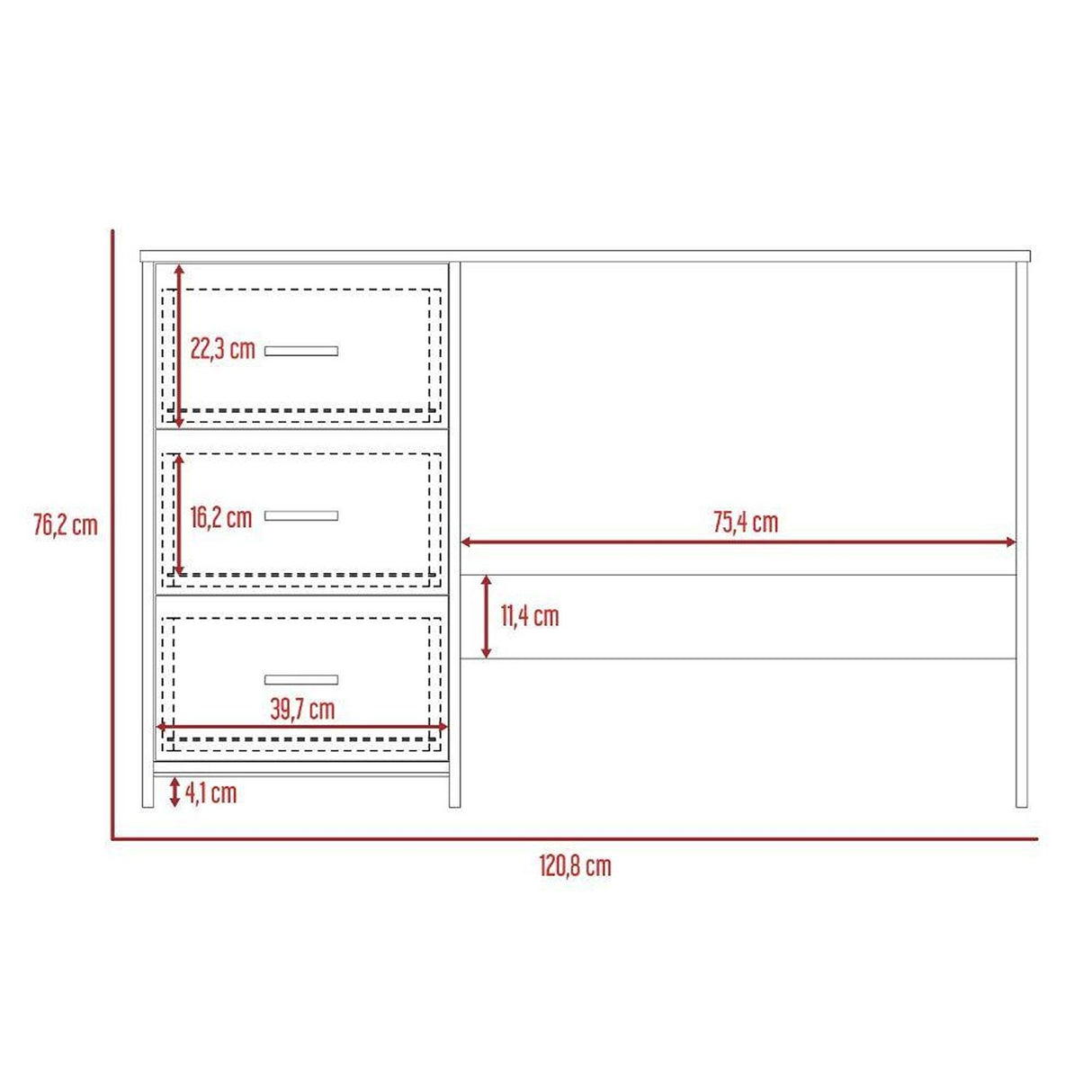 Escritorio Toronto Wengue 121 cm con Cajones - Escritorios y Archivadores | Bylmo