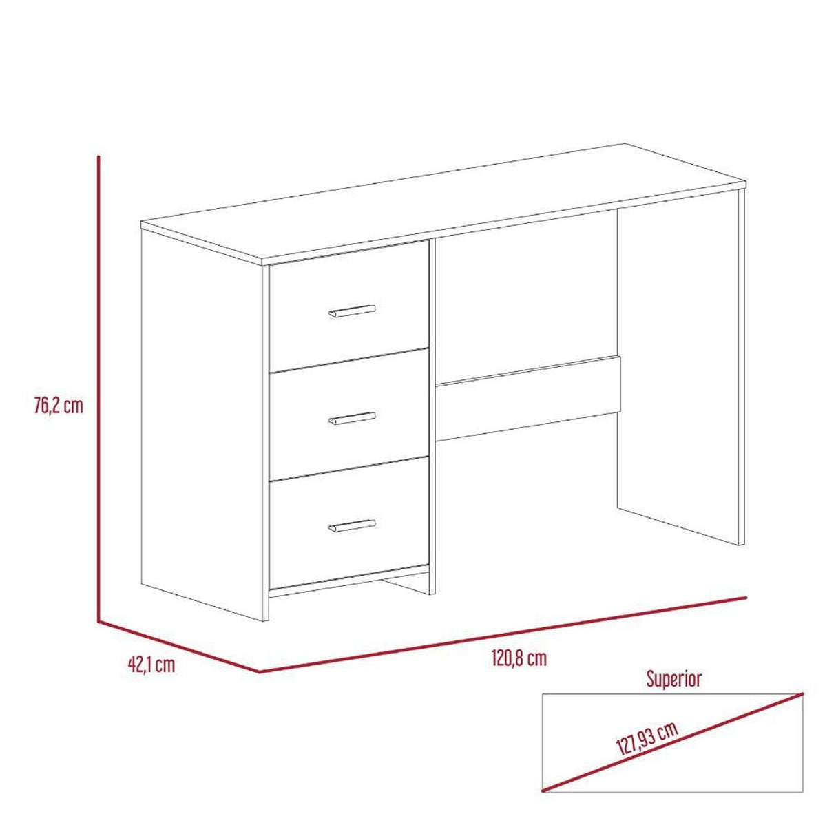 Escritorio Toronto Wengue 121 cm con Cajones - Escritorios y Archivadores | Bylmo