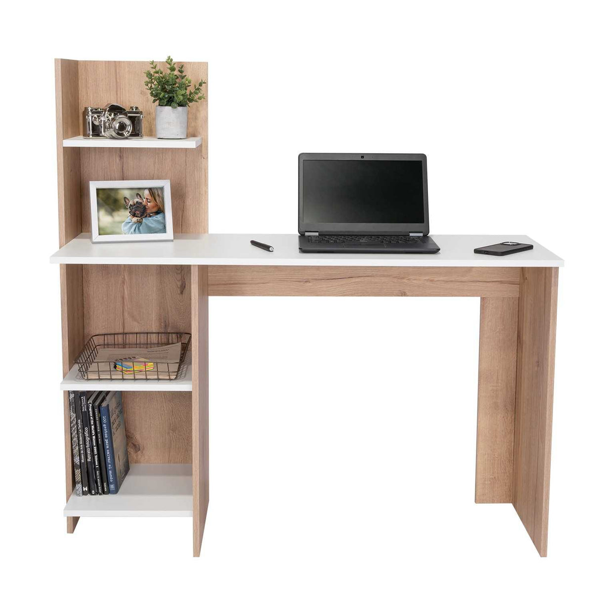 Escritorio Vilna Duna 120x121cm sin Cajones y con Organizador de Libros - Escritorios | Bylmo
