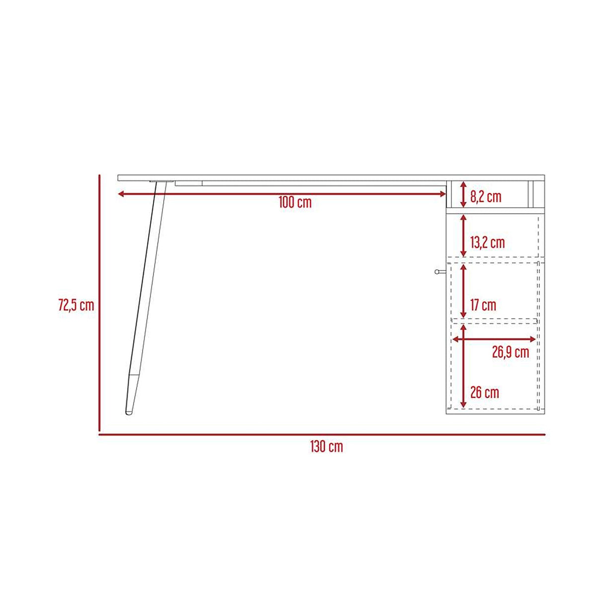 Escritorio en L Singapur Duna y Blanco 130x130cm sin Cajones y con Organizador de Libros - Escritorios | Bylmo