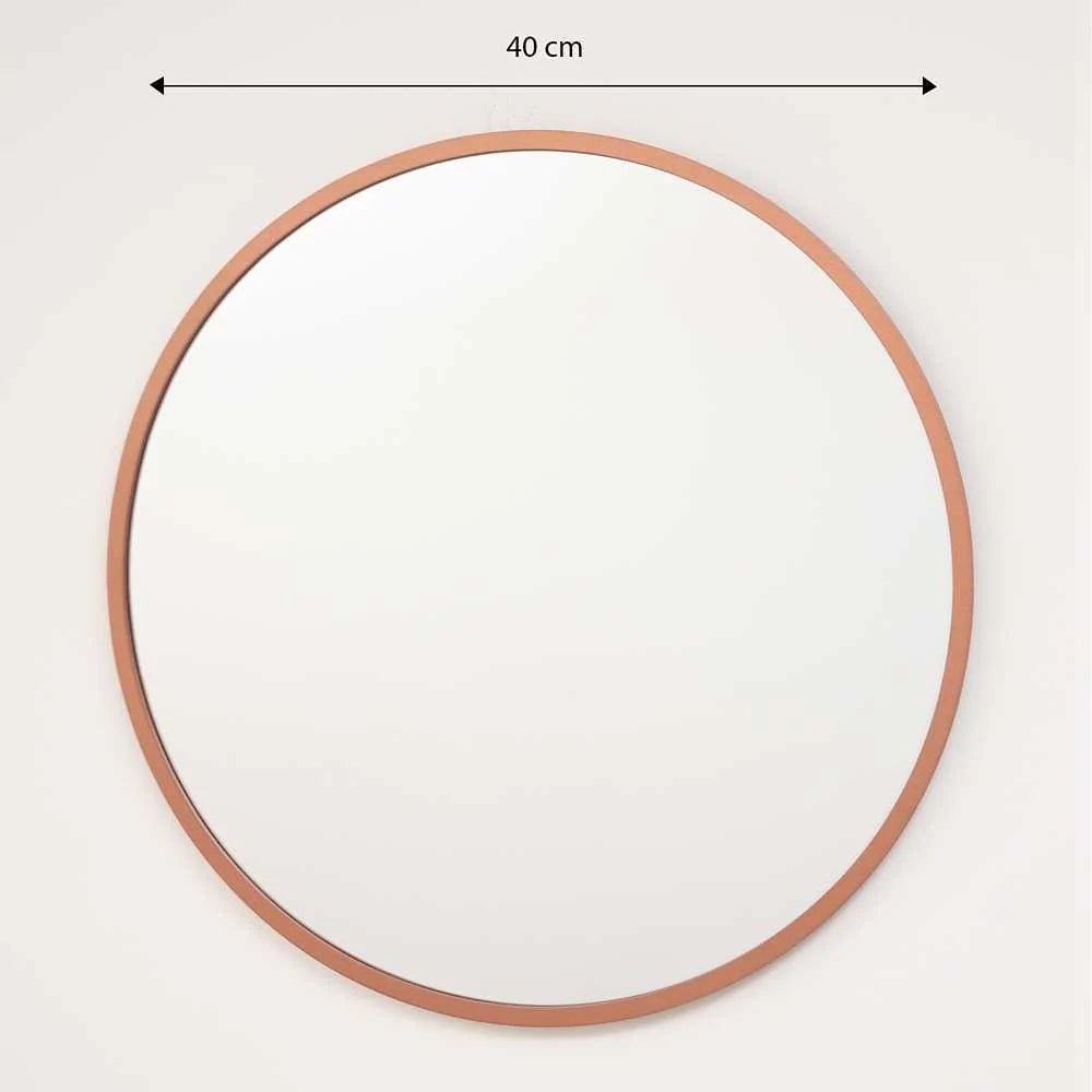 Espejo de Pared Oro Rosa 40x40cm Redondo con Marco En Madera - Espejos Decorativos | Bylmo