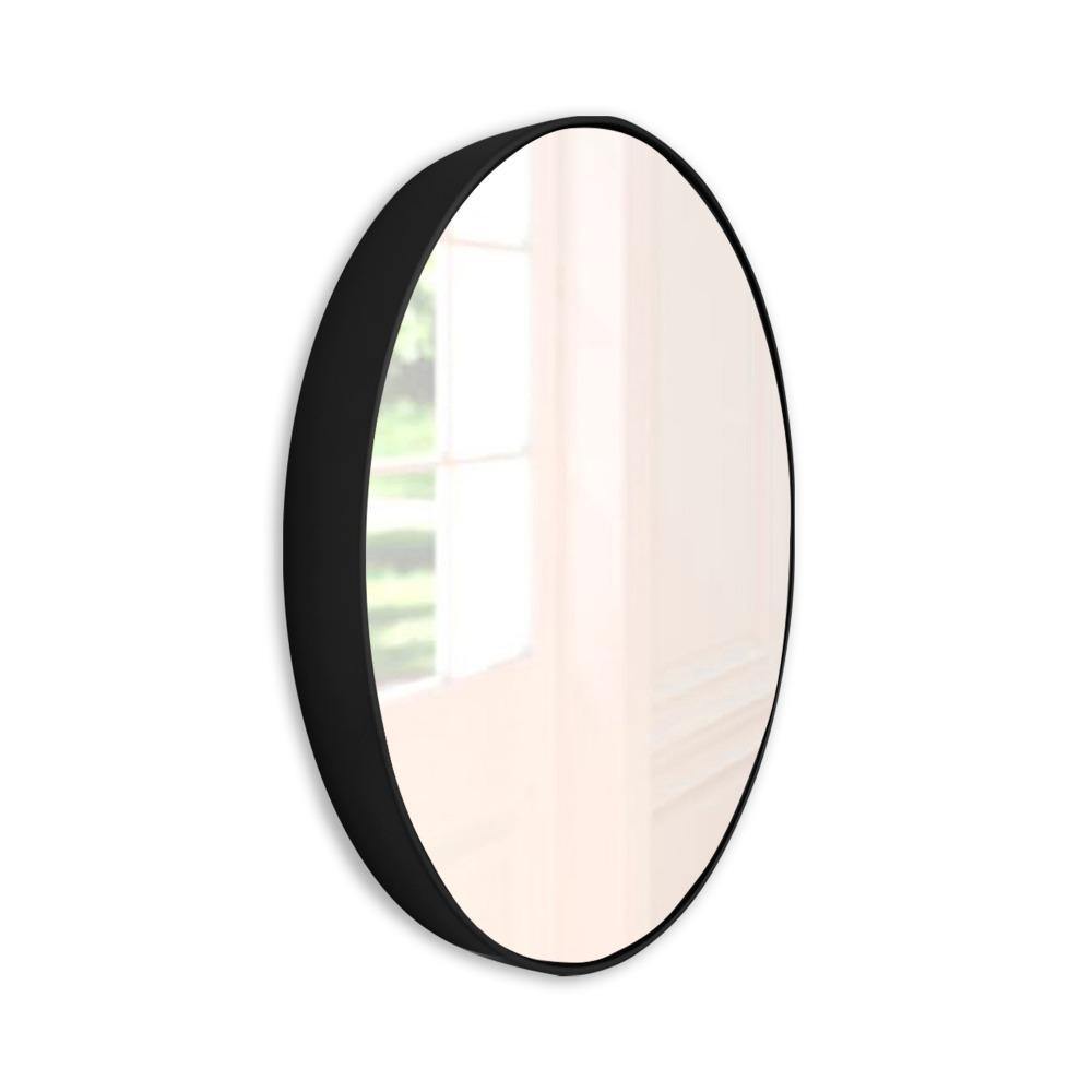 Espejo de Pared Negro 80x80cm Redondo con Marco Metálico