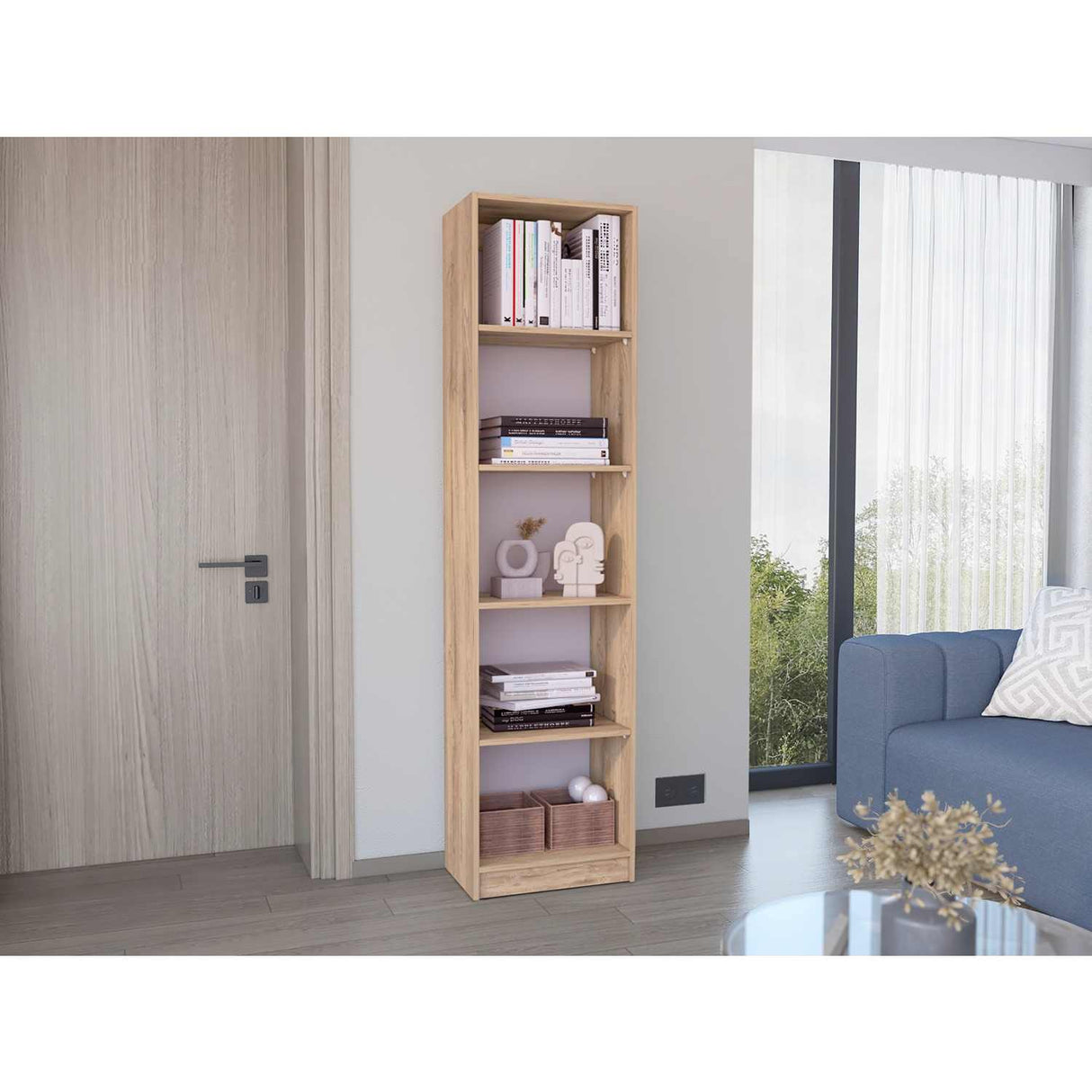 Estantería Home Macadamia 45x181cm con Cinco Compartimientos - Bibliotecas y Estanterías | Bylmo