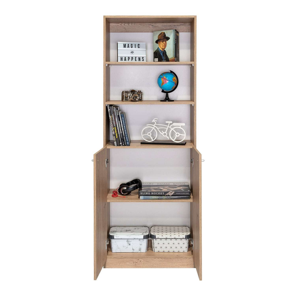 Estantería Home Macadamia 63x181cm con Tres Compartimientos - Bibliotecas y Estanterías | Bylmo