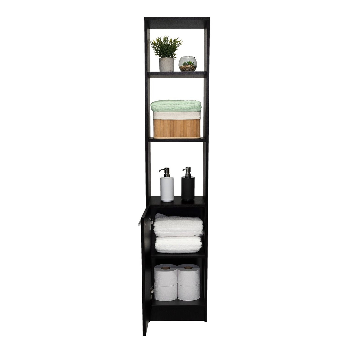 Estanteria de Baño Shen Wengue 33 cm con Una Puerta y Entrepaños - Gabinetes | Bylmo