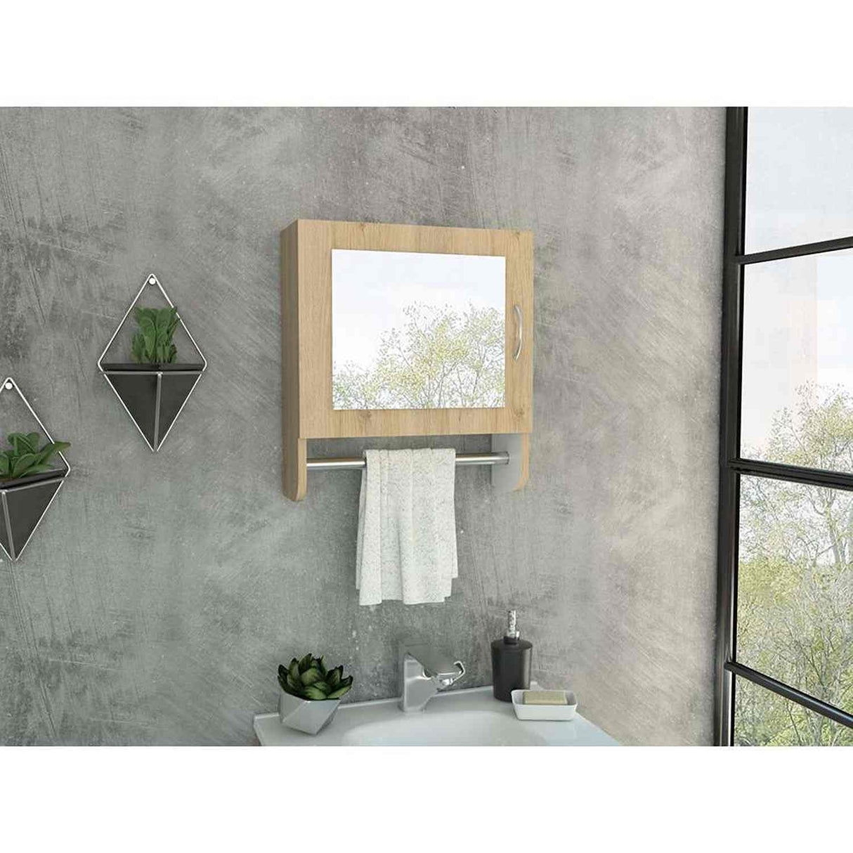 Gabinete de Baño Bath 300 Rovere 45x50cm Cuadrado con Espejo y con Dos Entrepaños - Gabinetes | Bylmo